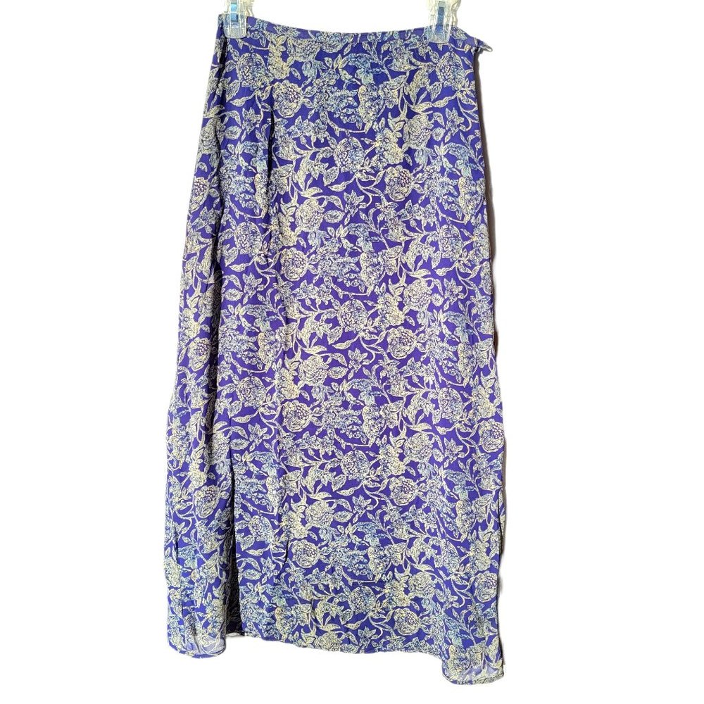 EDDIE BAUER Long Purple Skirt with Floral Pattern